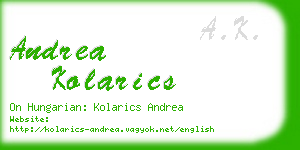 andrea kolarics business card